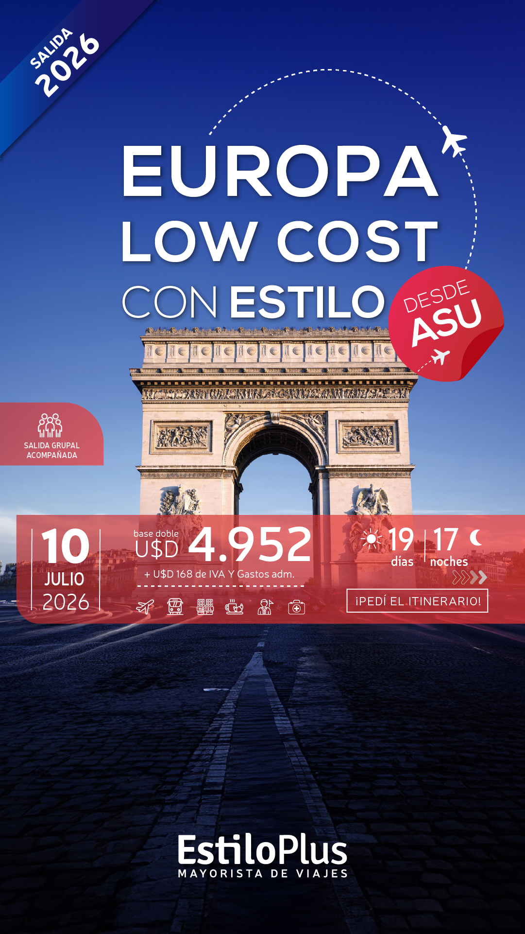 EUROPA LOW COST CON ESTILO desde ASU - 10 JULIO 2026