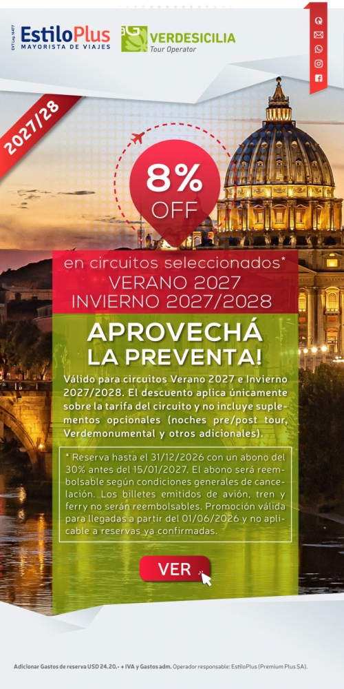 8% OFF EN CIRCUITOS SELECCIONADOS DE VERDESICILIA 