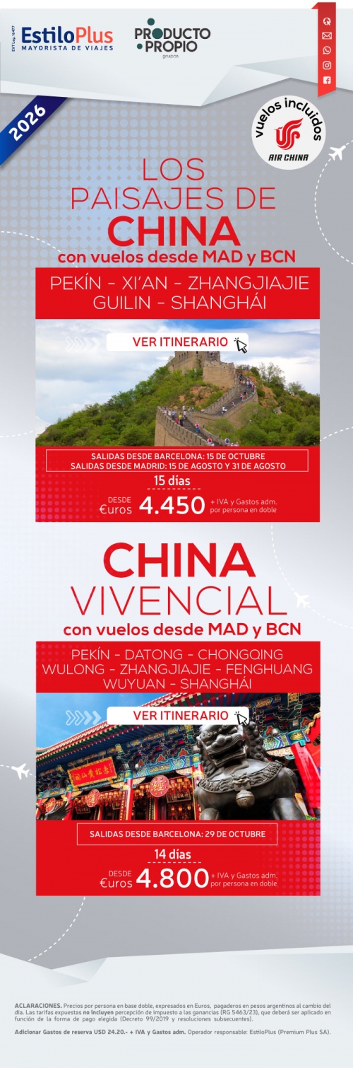 LOS PAISAJES DE CHINA CON VUELOS DE AIR CHINA INCLUIDOS 